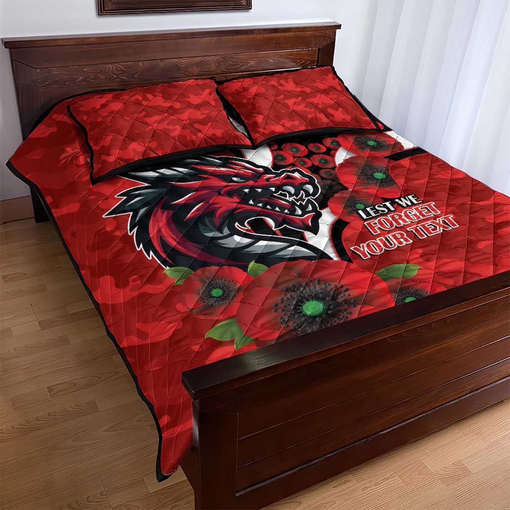 St George Illawarra Dragons ANZAC Personalised Quilt Bed Set Lest We Forget Poppy Camo