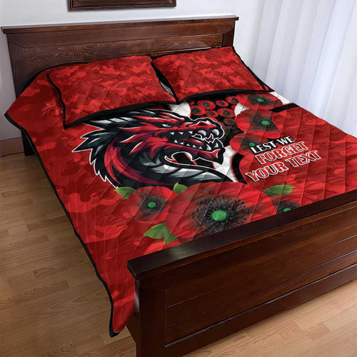 St George Illawarra Dragons ANZAC Personalised Quilt Bed Set Lest We Forget Poppy Camo