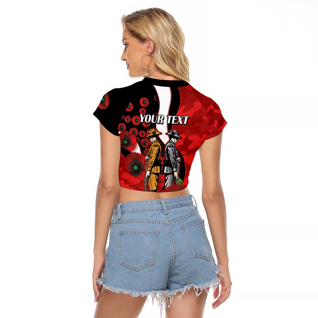 St George Illawarra Dragons ANZAC Personalised Raglan Cropped T Shirt Lest We Forget Poppy Camo