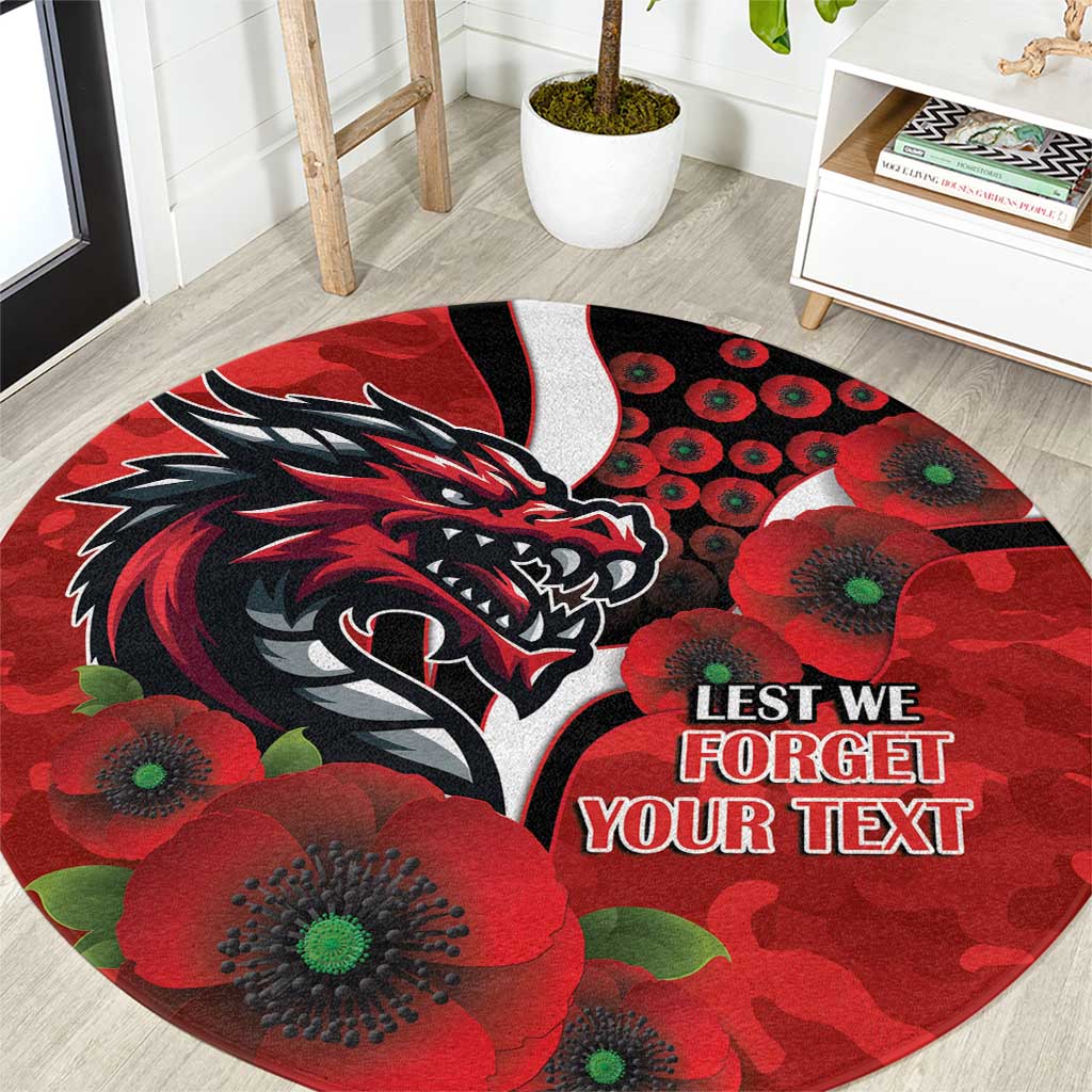 St George Illawarra Dragons ANZAC Personalised Round Carpet Lest We Forget Poppy Camo