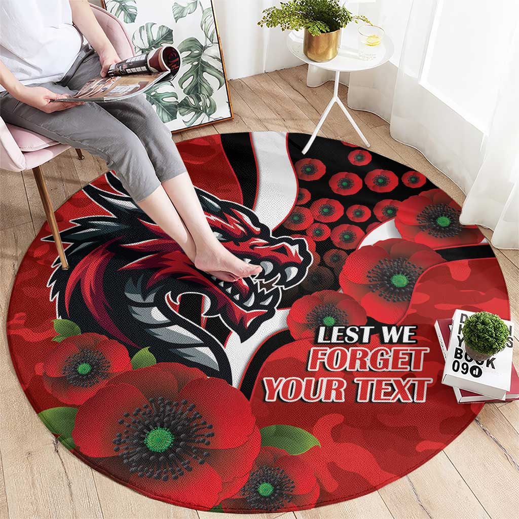 St George Illawarra Dragons ANZAC Personalised Round Carpet Lest We Forget Poppy Camo