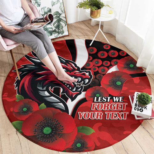 St George Illawarra Dragons ANZAC Personalised Round Carpet Lest We Forget Poppy Camo