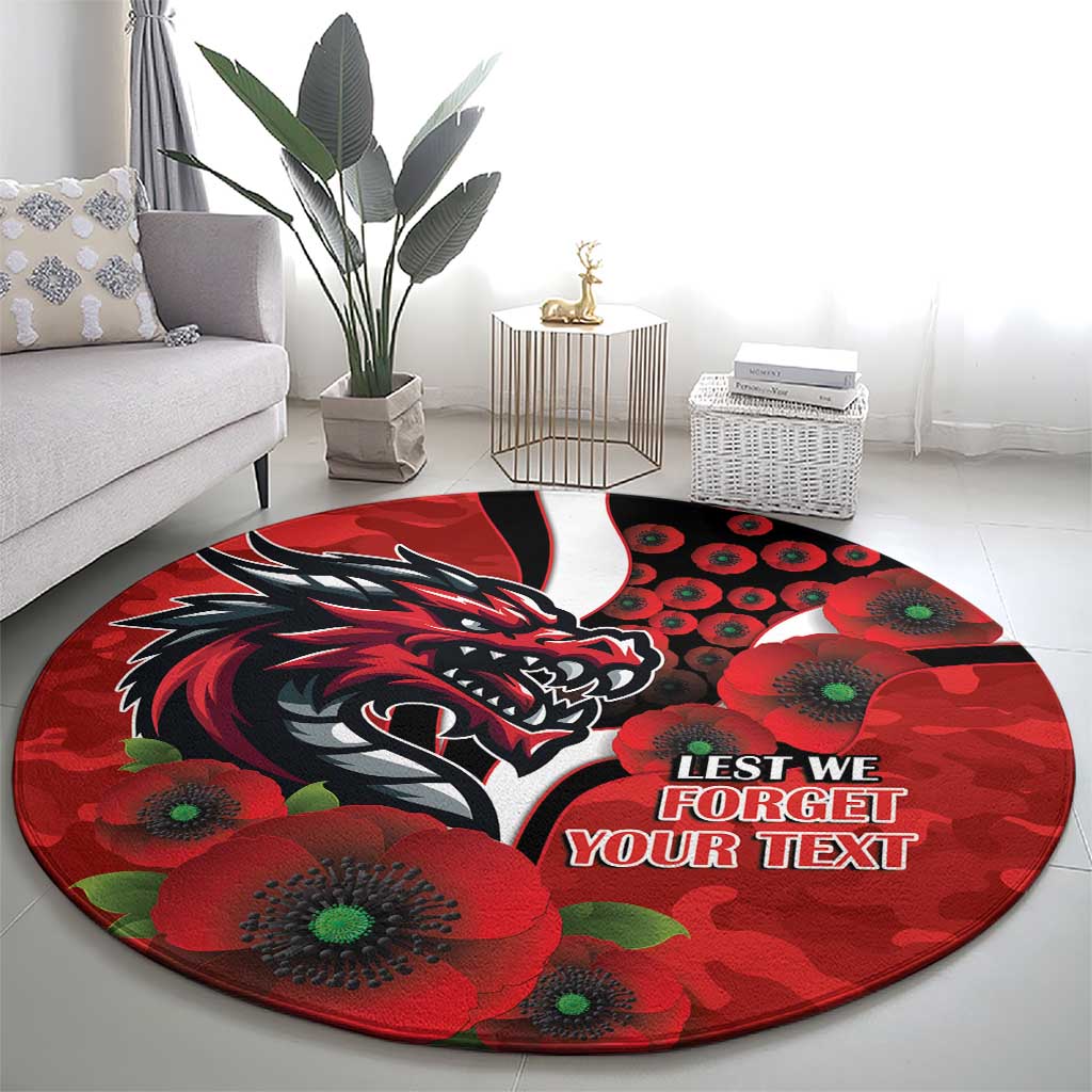 St George Illawarra Dragons ANZAC Personalised Round Carpet Lest We Forget Poppy Camo