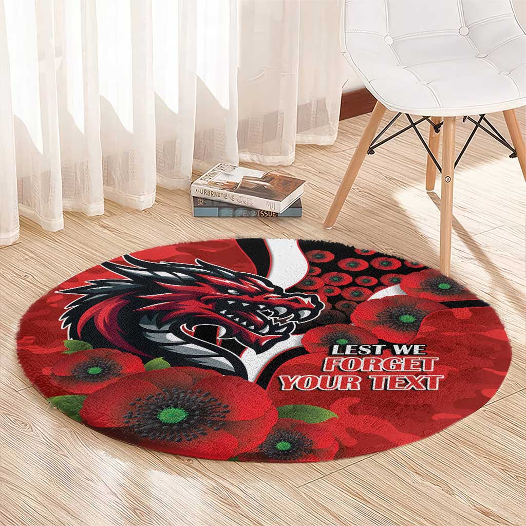 St George Illawarra Dragons ANZAC Personalised Round Carpet Lest We Forget Poppy Camo
