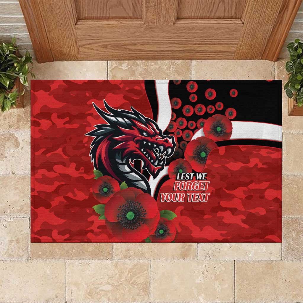 St George Illawarra Dragons ANZAC Personalised Rubber Doormat Lest We Forget Poppy Camo