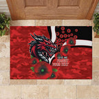 St George Illawarra Dragons ANZAC Personalised Rubber Doormat Lest We Forget Poppy Camo