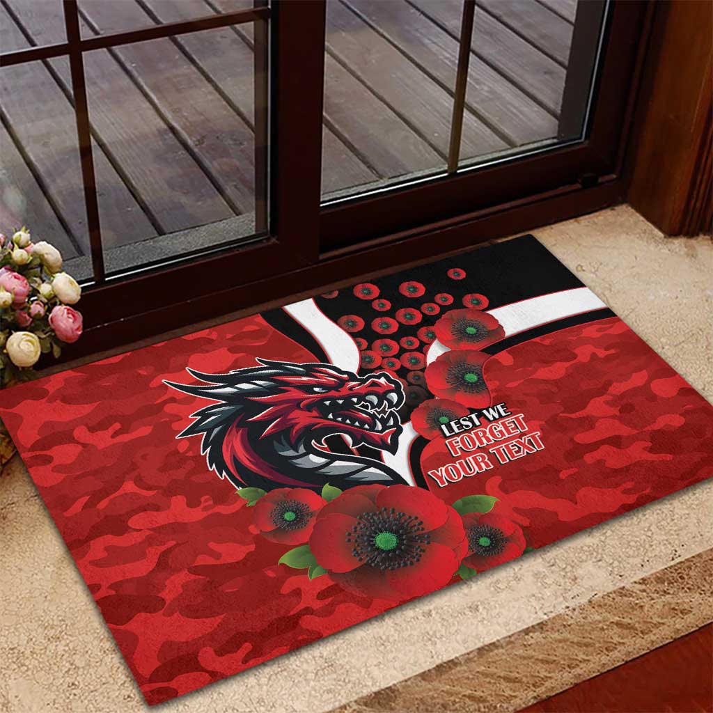 St George Illawarra Dragons ANZAC Personalised Rubber Doormat Lest We Forget Poppy Camo