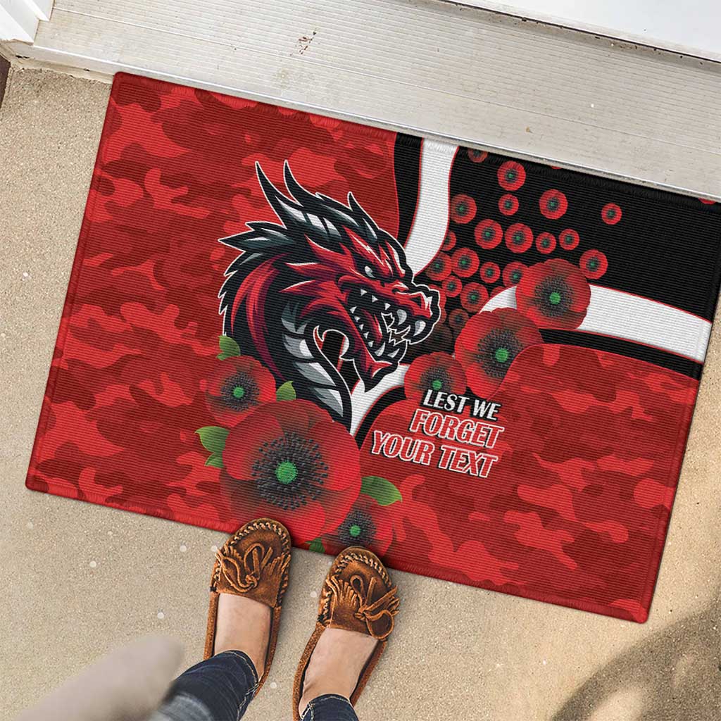 St George Illawarra Dragons ANZAC Personalised Rubber Doormat Lest We Forget Poppy Camo