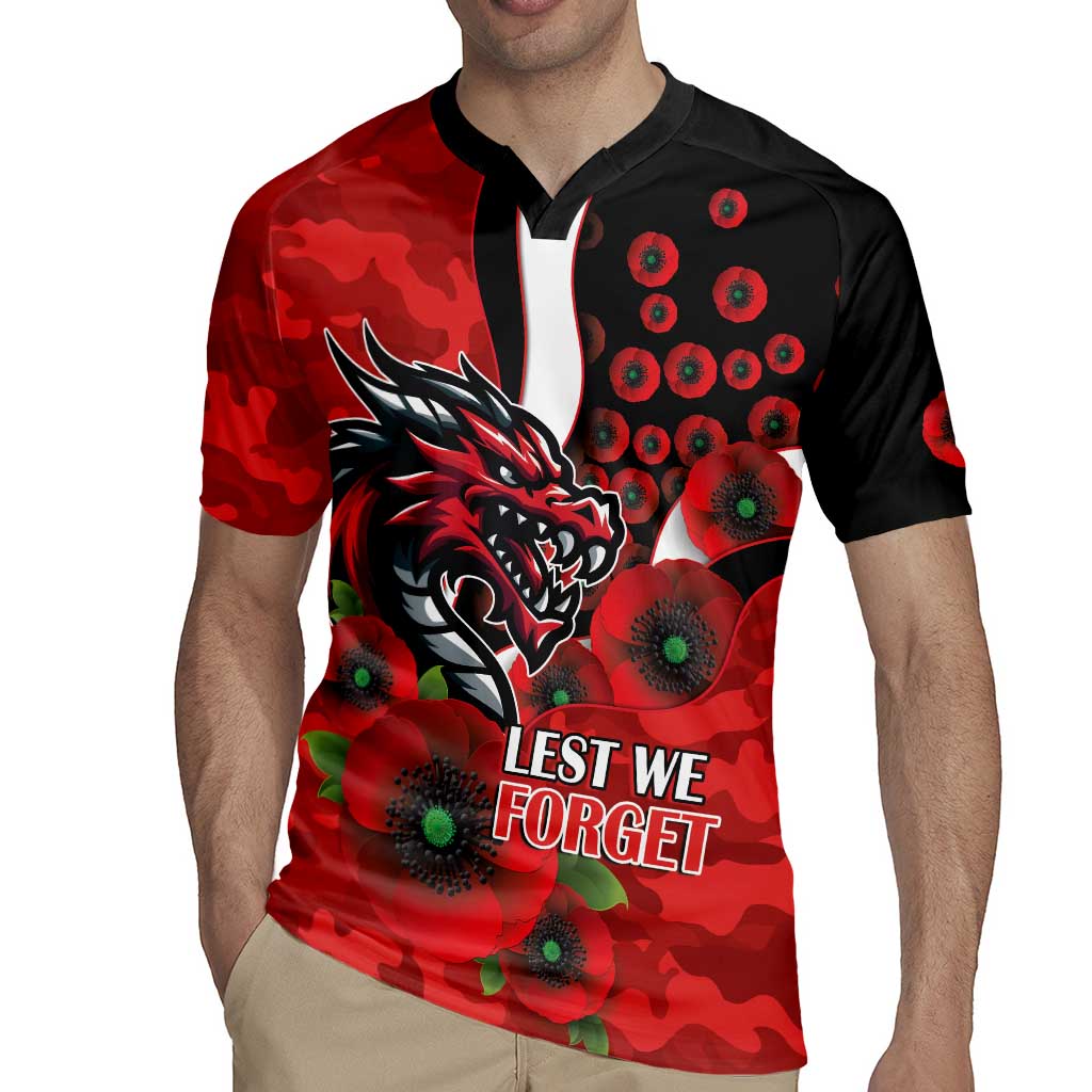 St George Illawarra Dragons ANZAC Personalised Rugby Jersey Lest We Forget Poppy Camo