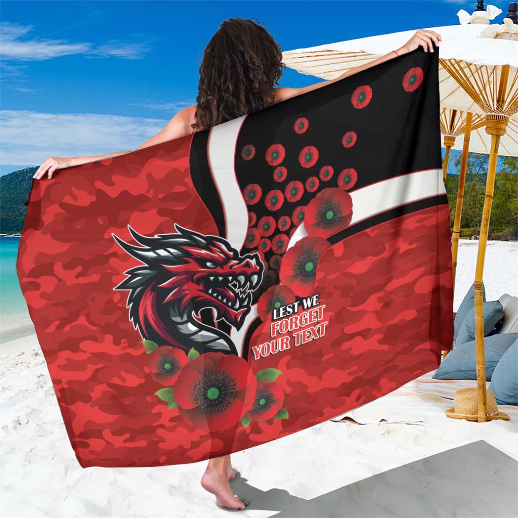 St George Illawarra Dragons ANZAC Personalised Sarong Lest We Forget Poppy Camo