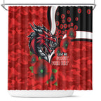 St George Illawarra Dragons ANZAC Personalised Shower Curtain Lest We Forget Poppy Camo