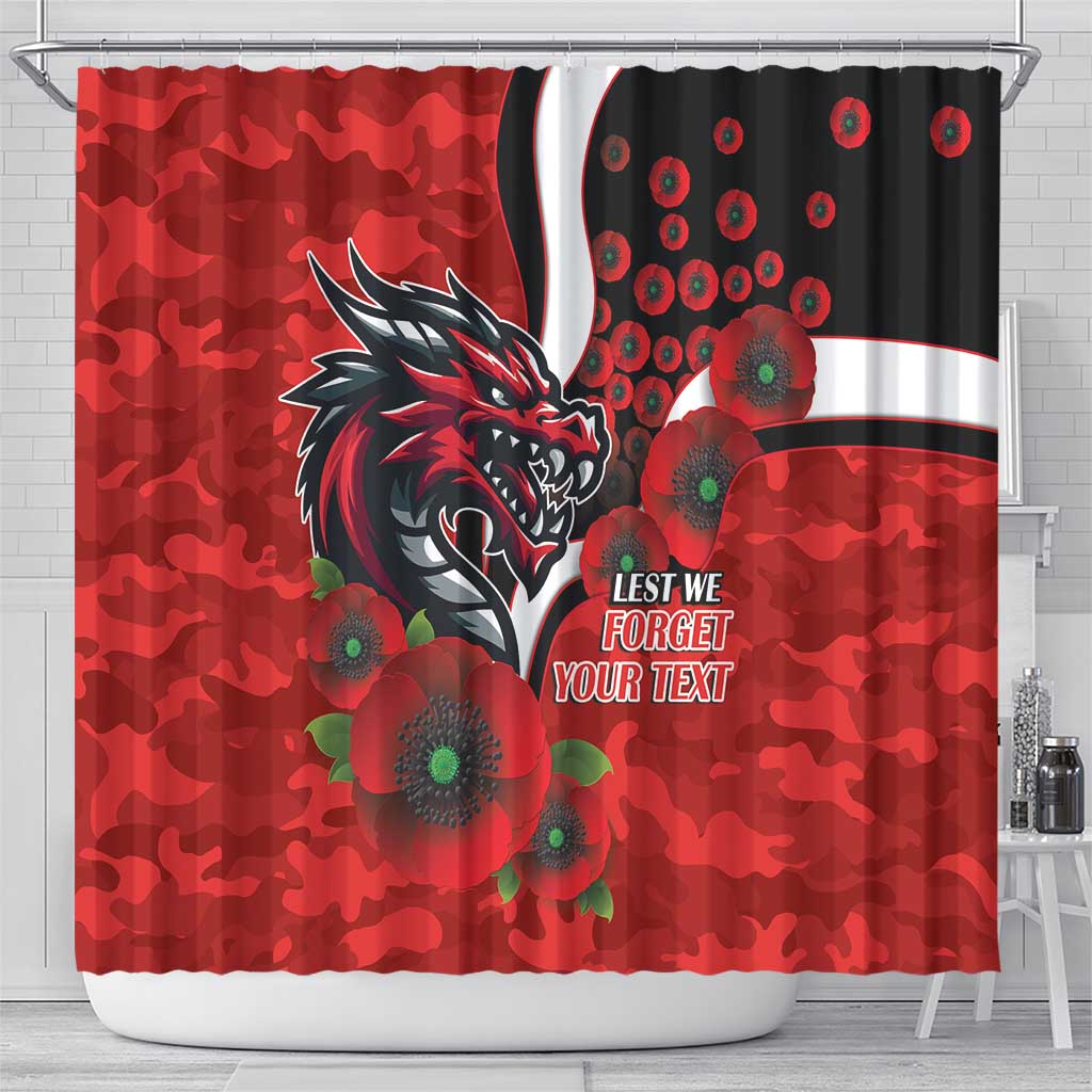 St George Illawarra Dragons ANZAC Personalised Shower Curtain Lest We Forget Poppy Camo