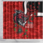 St George Illawarra Dragons ANZAC Personalised Shower Curtain Lest We Forget Poppy Camo