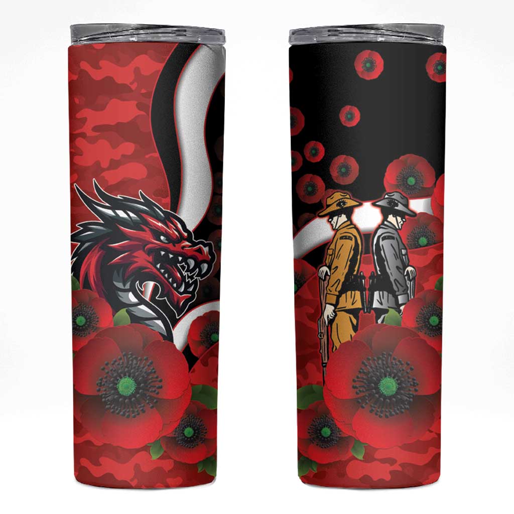 St George Illawarra Dragons ANZAC Personalised Skinny Tumbler Lest We Forget Poppy Camo