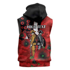 St George Illawarra Dragons ANZAC Personalised Sleeveless Hoodie Lest We Forget Poppy Camo
