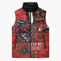 St George Illawarra Dragons ANZAC Personalised Sleeveless Puffer Jacket Lest We Forget Poppy Camo