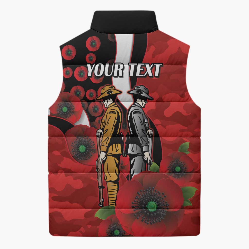 St George Illawarra Dragons ANZAC Personalised Sleeveless Puffer Jacket Lest We Forget Poppy Camo