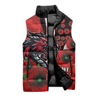 St George Illawarra Dragons ANZAC Personalised Sleeveless Puffer Jacket Lest We Forget Poppy Camo