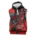 St George Illawarra Dragons ANZAC Personalised Sleeveless Zip Hoodie Lest We Forget Poppy Camo