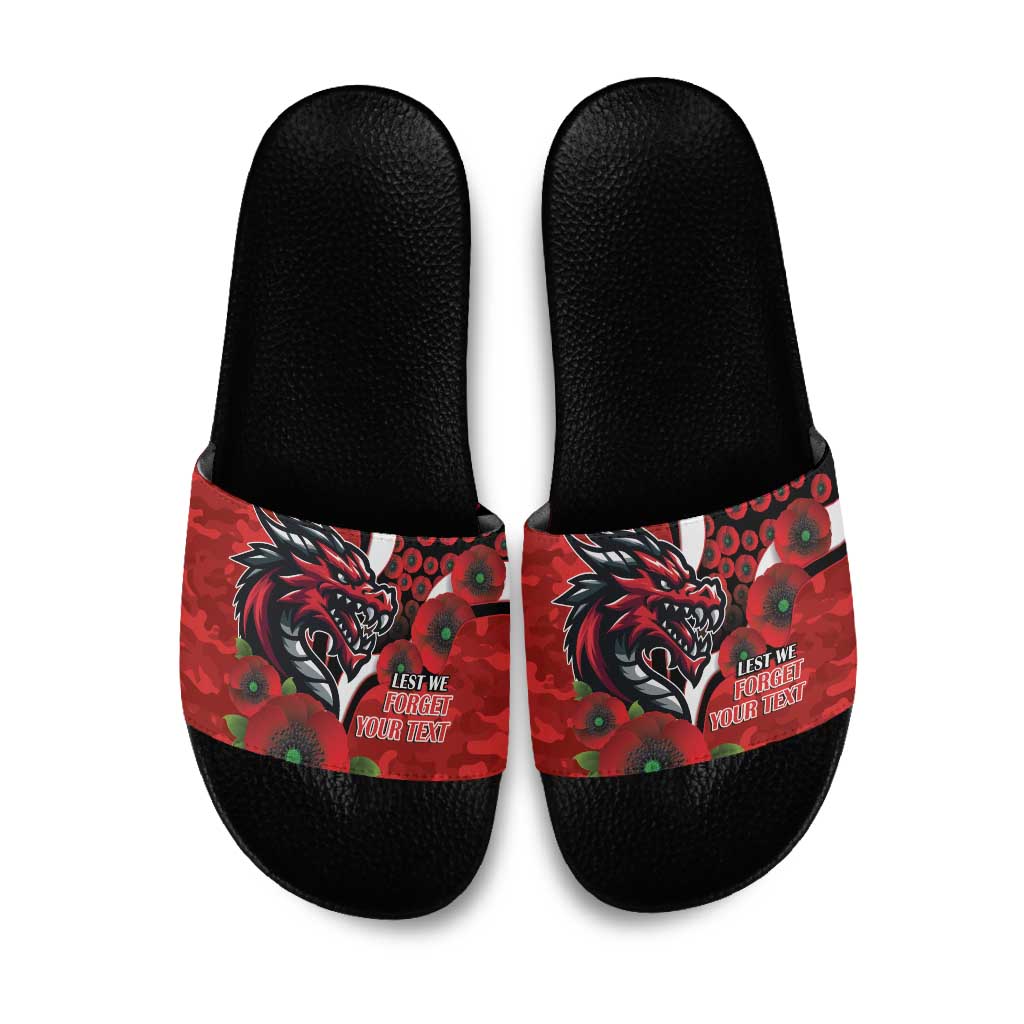 St George Illawarra Dragons ANZAC Personalised Slide Sandals Lest We Forget Poppy Camo