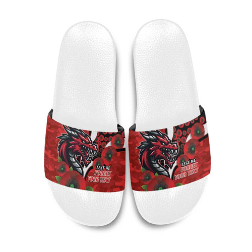 St George Illawarra Dragons ANZAC Personalised Slide Sandals Lest We Forget Poppy Camo
