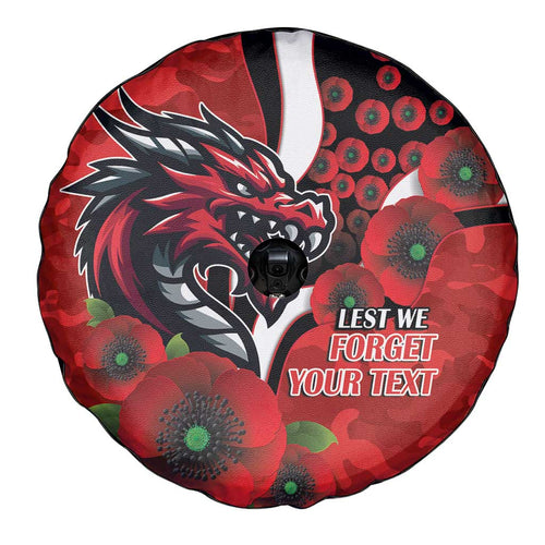 St George Illawarra Dragons ANZAC Personalised Spare Tire Cover Lest We Forget Poppy Camo