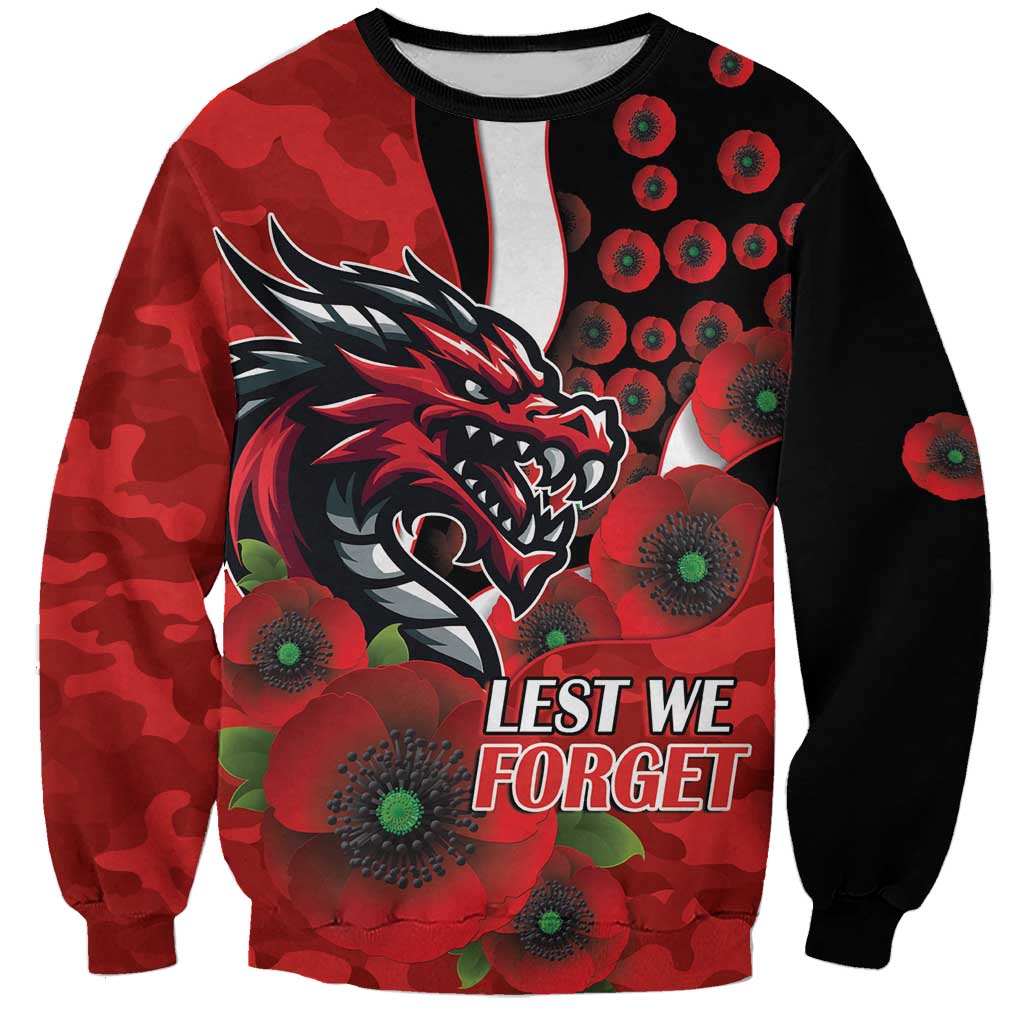 St George Illawarra Dragons ANZAC Personalised Sweatshirt Lest We Forget Poppy Camo