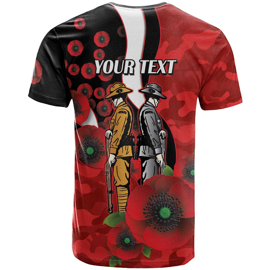 St George Illawarra Dragons ANZAC Personalised T Shirt Lest We Forget Poppy Camo