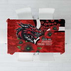 St George Illawarra Dragons ANZAC Personalised Tablecloth Lest We Forget Poppy Camo
