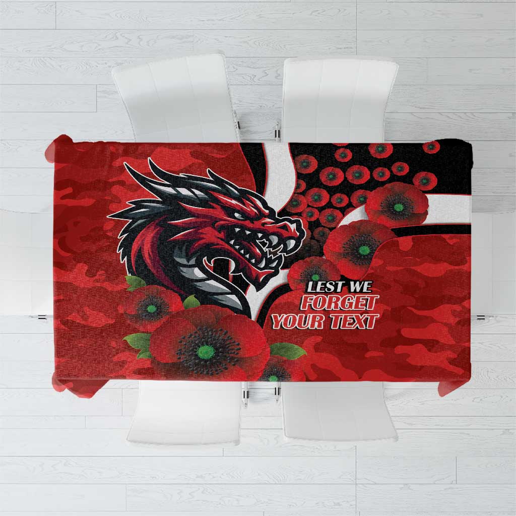 St George Illawarra Dragons ANZAC Personalised Tablecloth Lest We Forget Poppy Camo