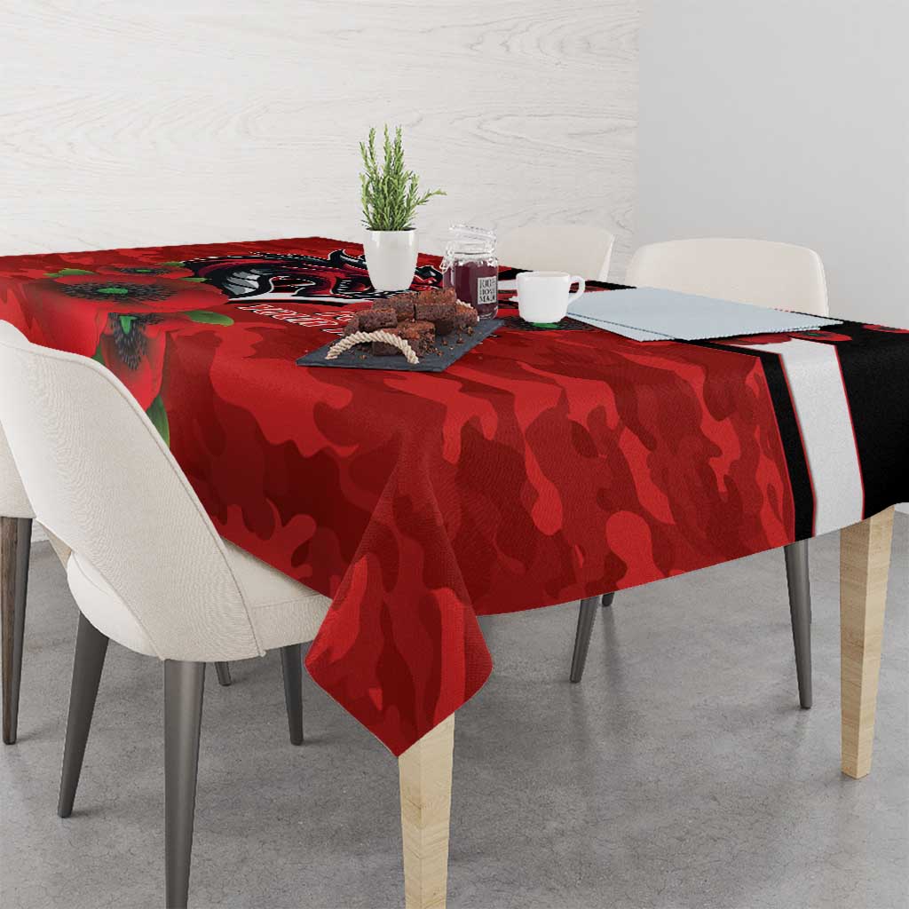 St George Illawarra Dragons ANZAC Personalised Tablecloth Lest We Forget Poppy Camo