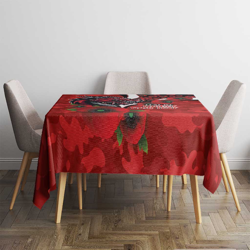 St George Illawarra Dragons ANZAC Personalised Tablecloth Lest We Forget Poppy Camo
