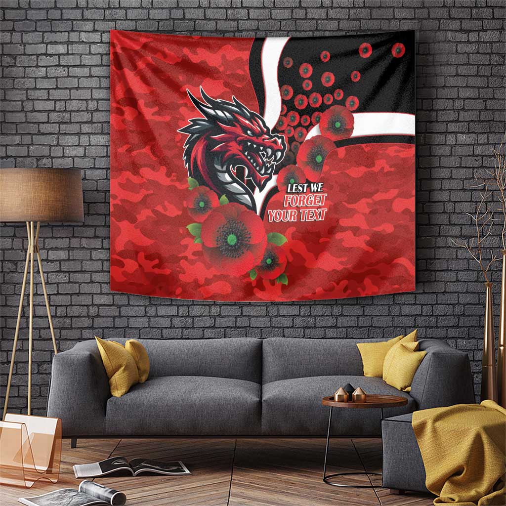 St George Illawarra Dragons ANZAC Personalised Tapestry Lest We Forget Poppy Camo