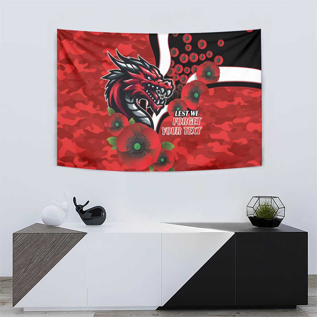 St George Illawarra Dragons ANZAC Personalised Tapestry Lest We Forget Poppy Camo