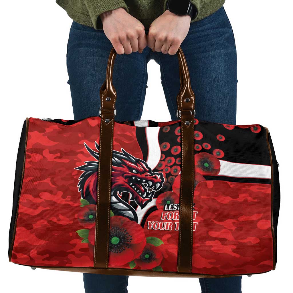 St George Illawarra Dragons ANZAC Personalised Travel Bag Lest We Forget Poppy Camo