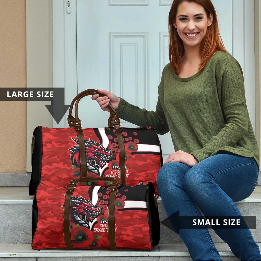 St George Illawarra Dragons ANZAC Personalised Travel Bag Lest We Forget Poppy Camo