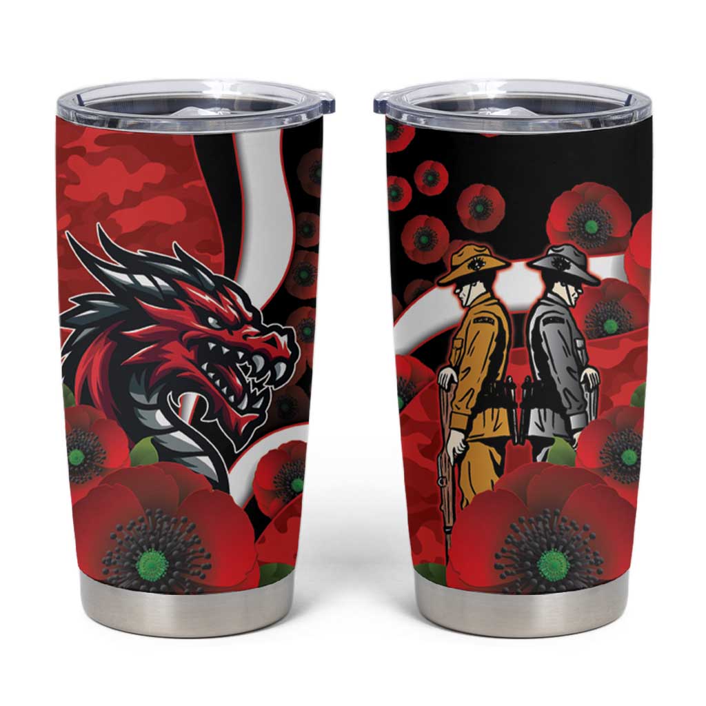 St George Illawarra Dragons ANZAC Personalised Tumbler Cup Lest We Forget Poppy Camo