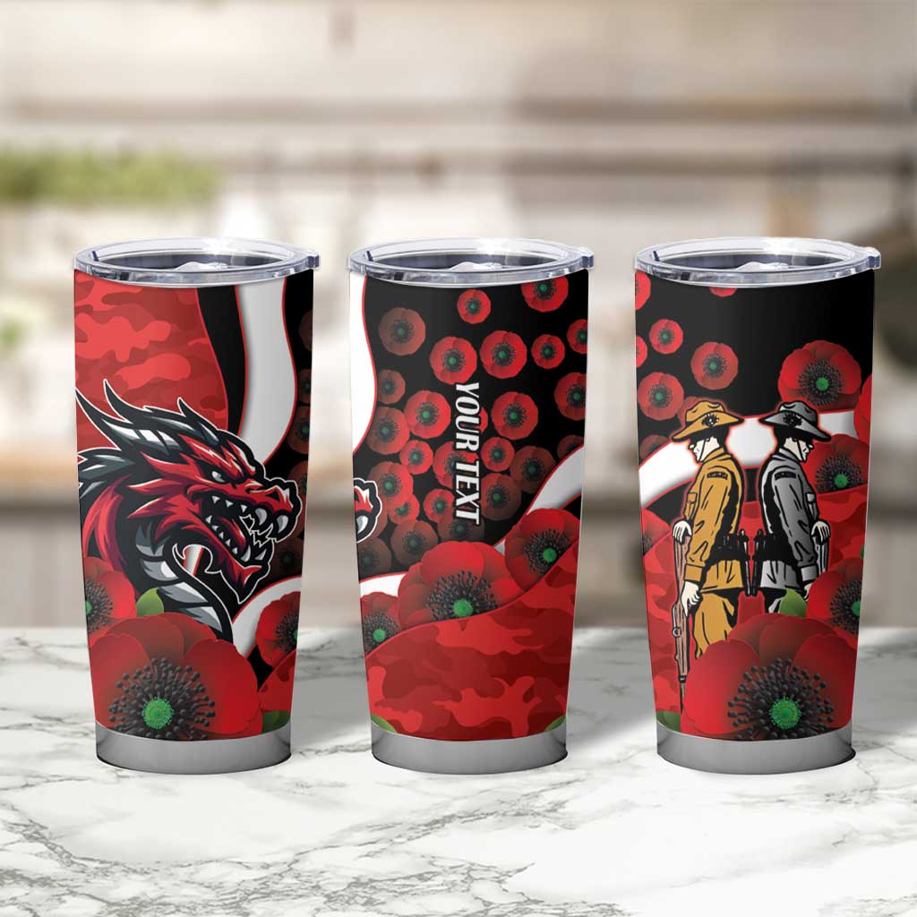 St George Illawarra Dragons ANZAC Personalised Tumbler Cup Lest We Forget Poppy Camo