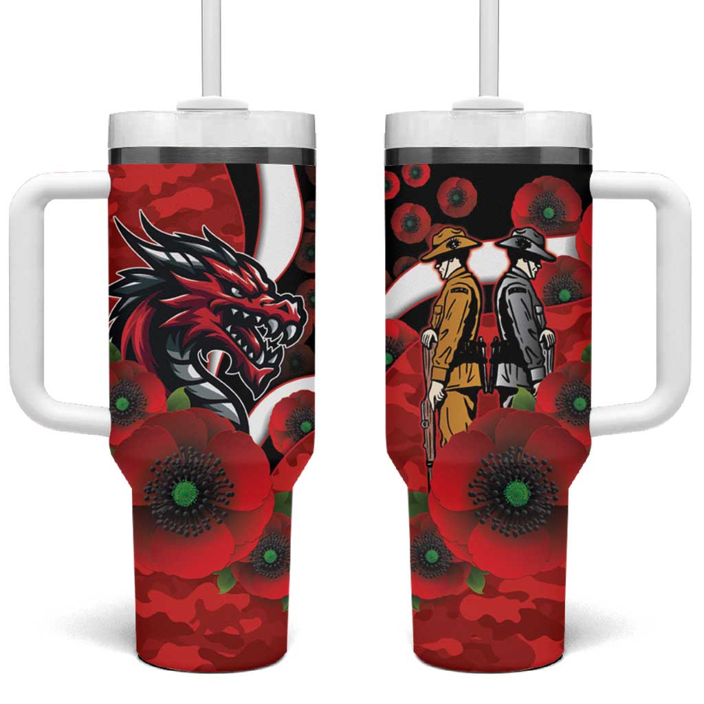 St George Illawarra Dragons ANZAC Personalised Tumbler With Handle Lest We Forget Poppy Camo