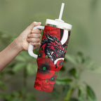 St George Illawarra Dragons ANZAC Personalised Tumbler With Handle Lest We Forget Poppy Camo