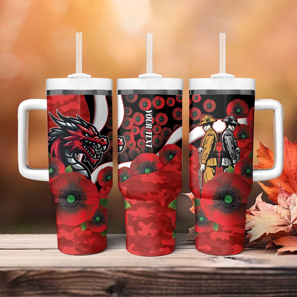 St George Illawarra Dragons ANZAC Personalised Tumbler With Handle Lest We Forget Poppy Camo