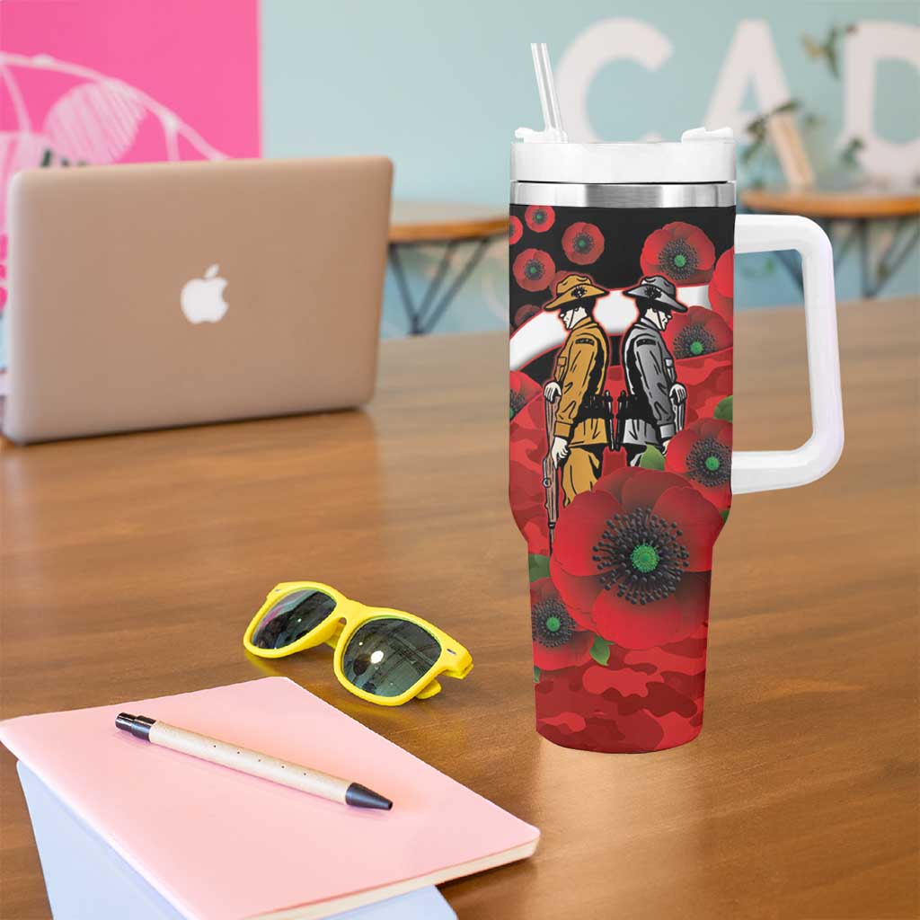 St George Illawarra Dragons ANZAC Personalised Tumbler With Handle Lest We Forget Poppy Camo
