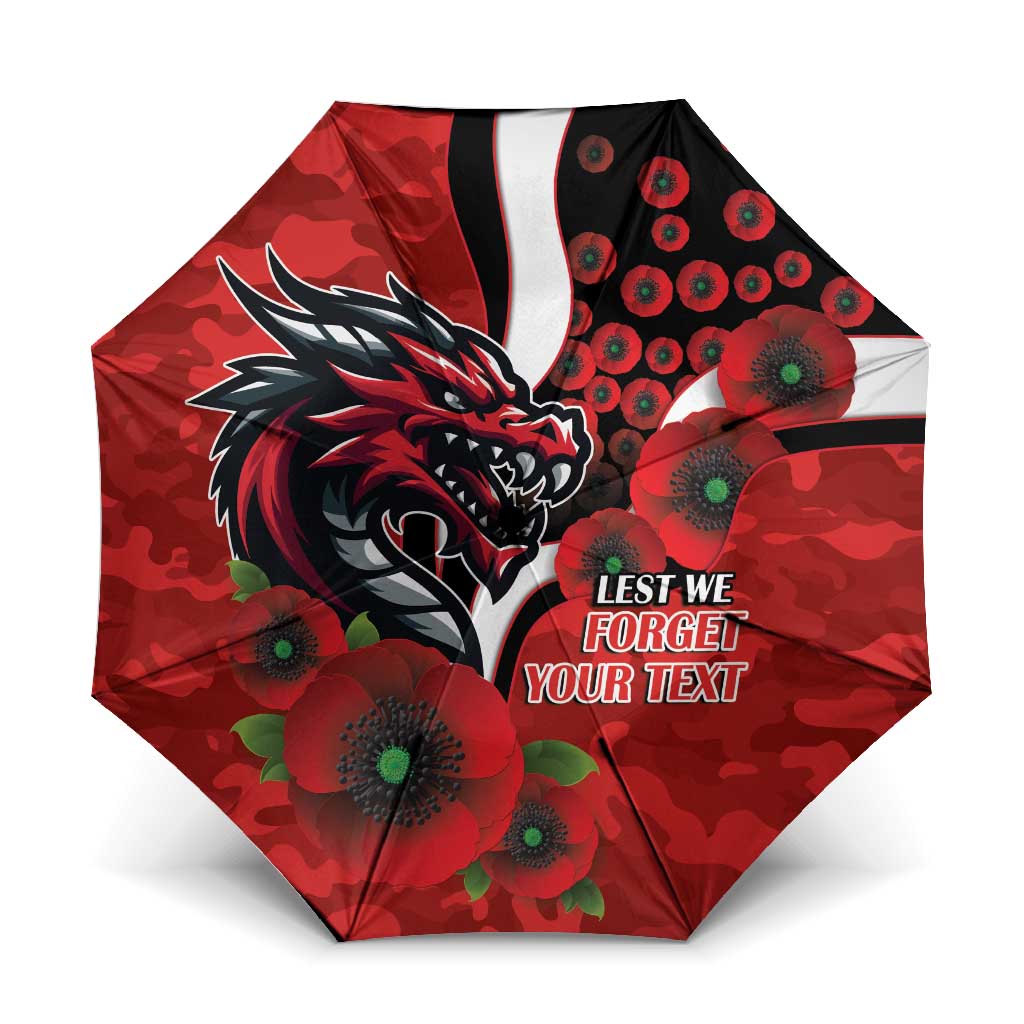 St George Illawarra Dragons ANZAC Personalised Umbrella Lest We Forget Poppy Camo