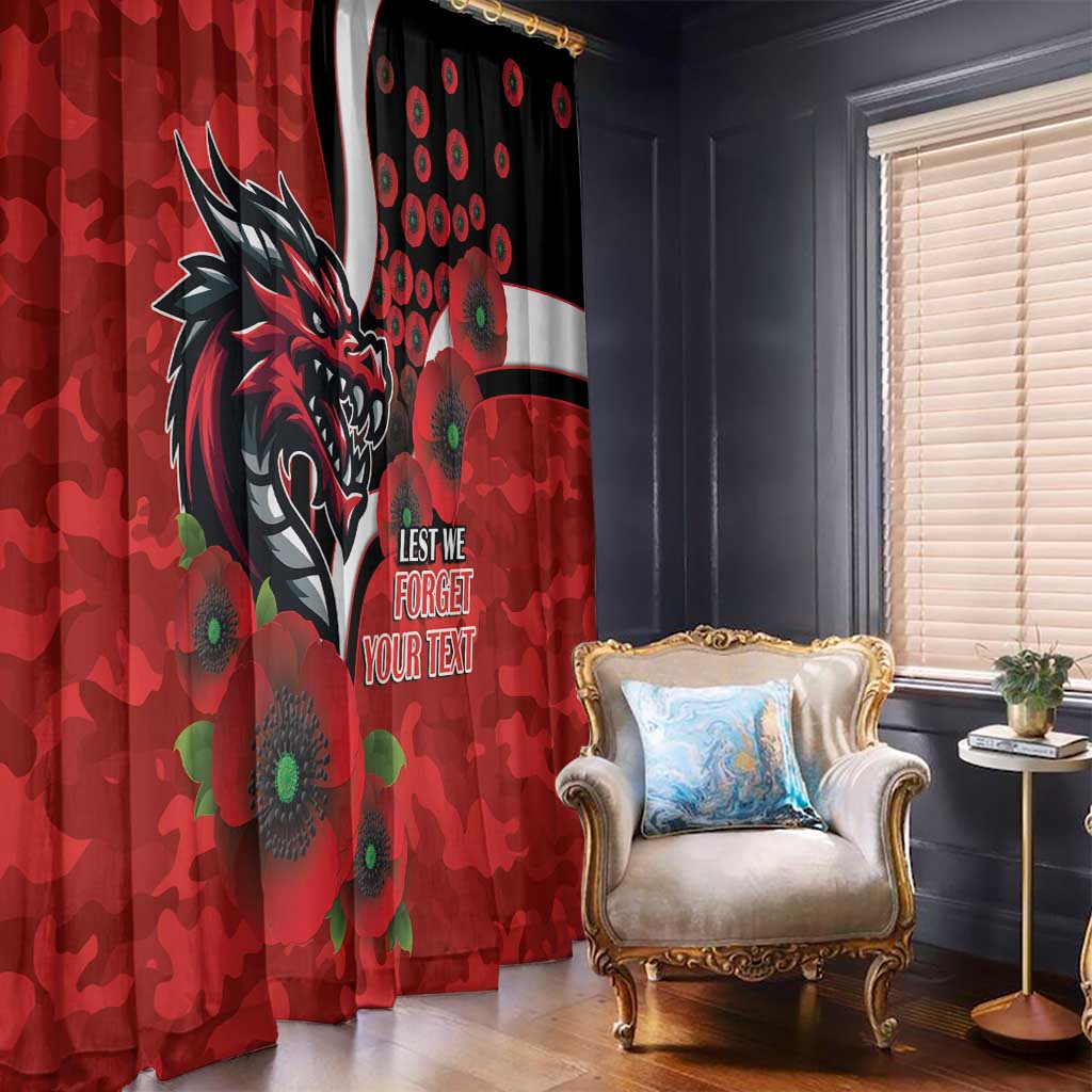 St George Illawarra Dragons ANZAC Personalised Window Curtain Lest We Forget Poppy Camo