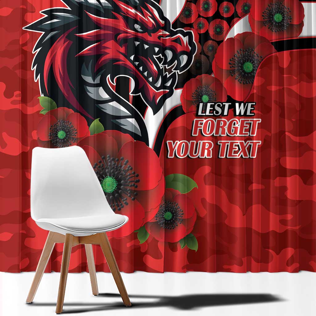 St George Illawarra Dragons ANZAC Personalised Window Curtain Lest We Forget Poppy Camo