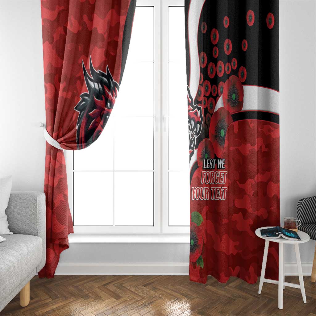 St George Illawarra Dragons ANZAC Personalised Window Curtain Lest We Forget Poppy Camo