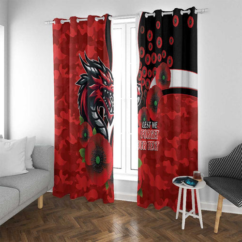 St George Illawarra Dragons ANZAC Personalised Window Curtain Lest We Forget Poppy Camo