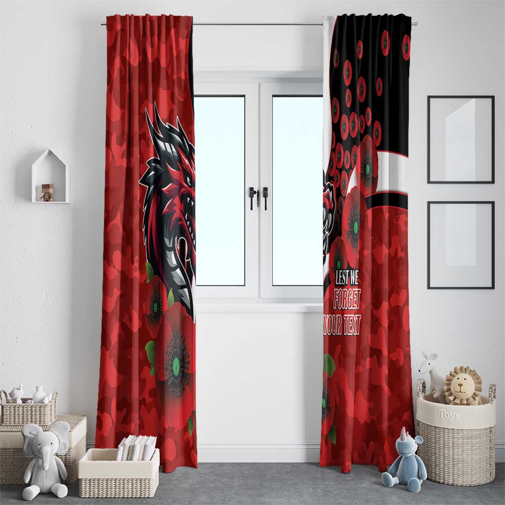 St George Illawarra Dragons ANZAC Personalised Window Curtain Lest We Forget Poppy Camo