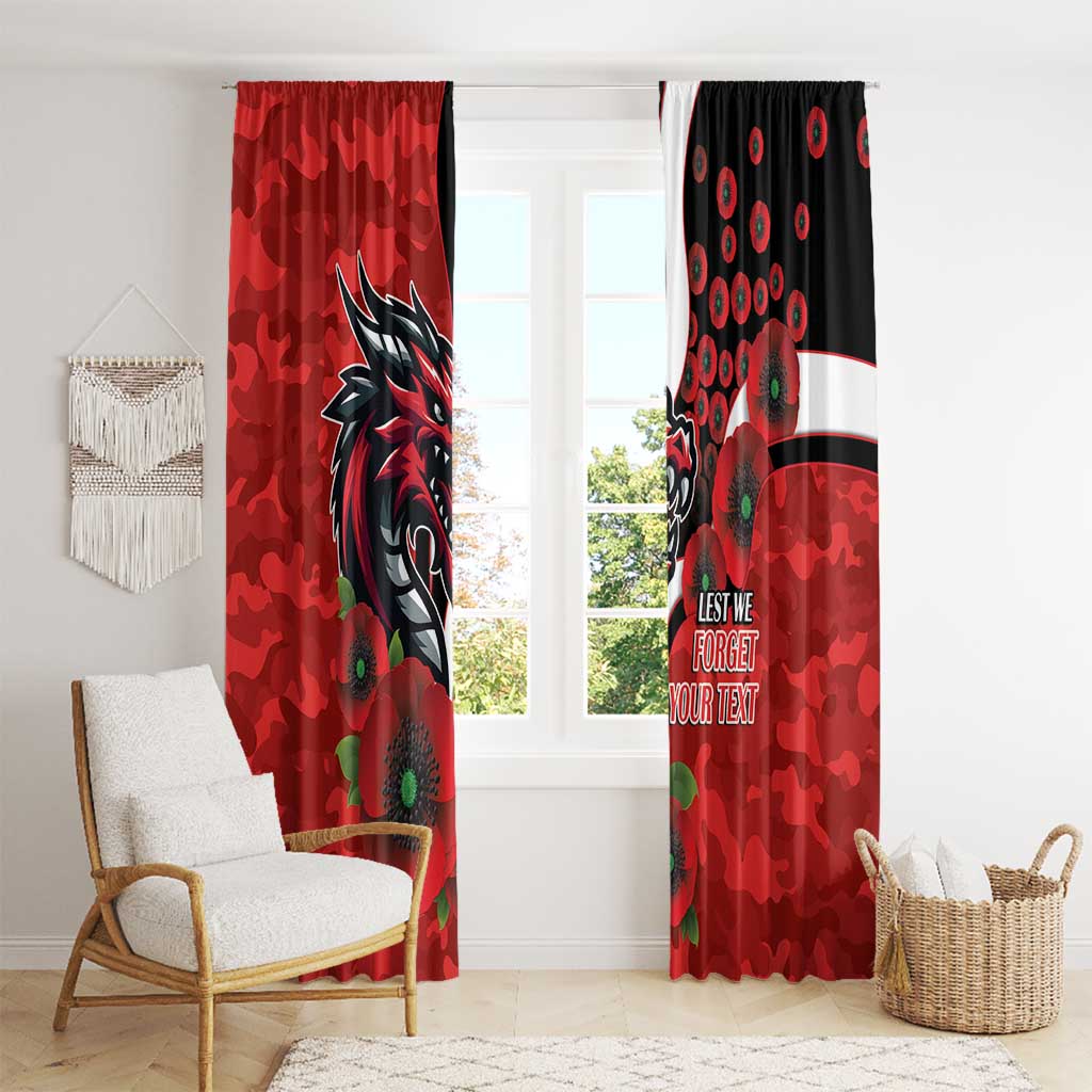 St George Illawarra Dragons ANZAC Personalised Window Curtain Lest We Forget Poppy Camo