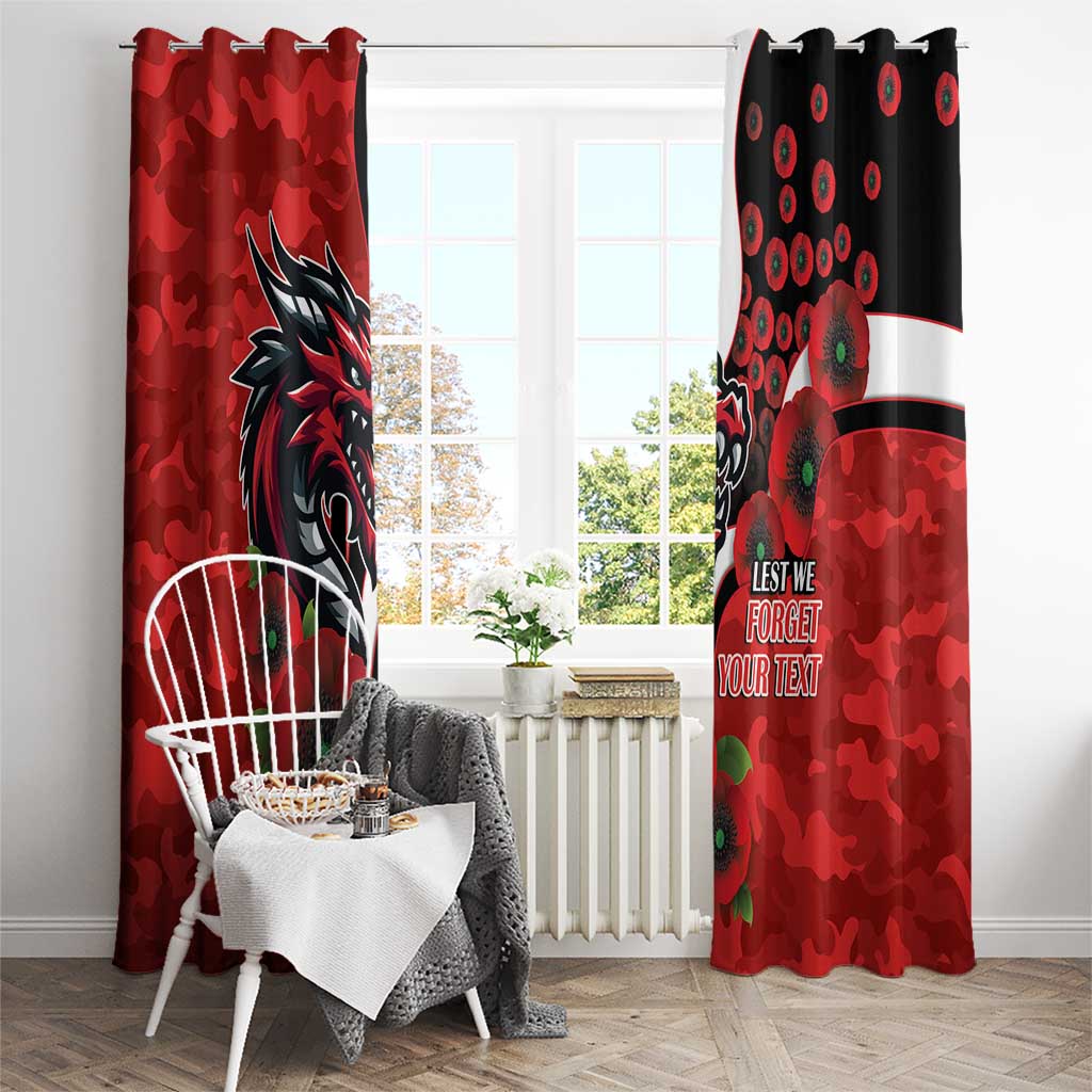 St George Illawarra Dragons ANZAC Personalised Window Curtain Lest We Forget Poppy Camo